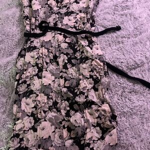 Floral Black and White Mini Dress